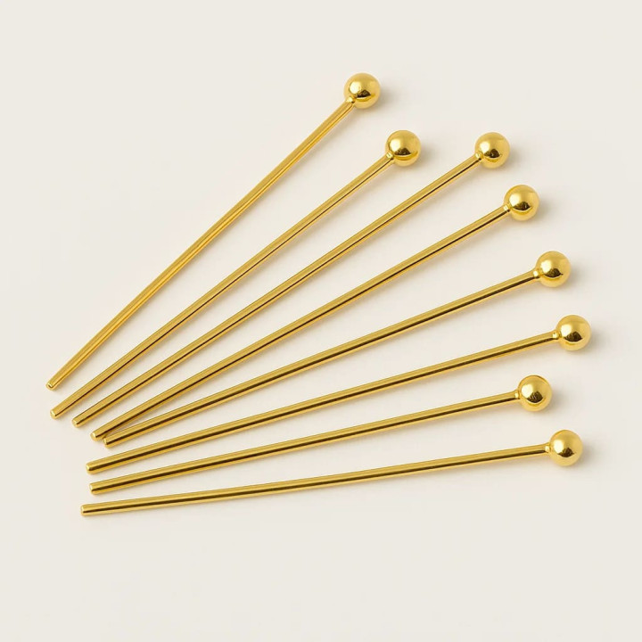 Chiodini Spilli Di Argento 925 50mm Filo 0,50mm Dorato 5 Grammi 40pz Ca.