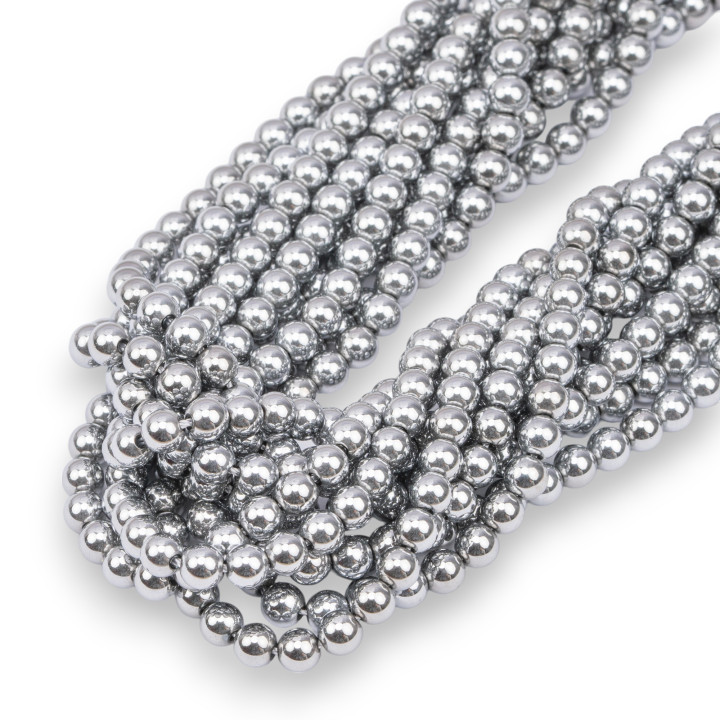 Lisse Rond Hématite 04mm Argent