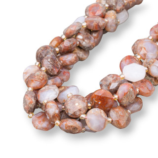 Roter indischer Achat, runde, flach facettierte Münze, 12 mm