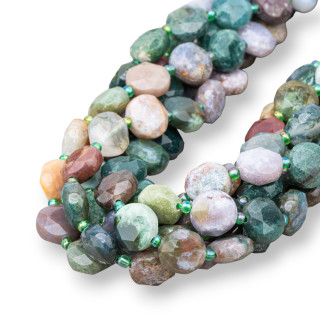 Indischer Achat, runde Platte, facettierte Münze, 12 mm