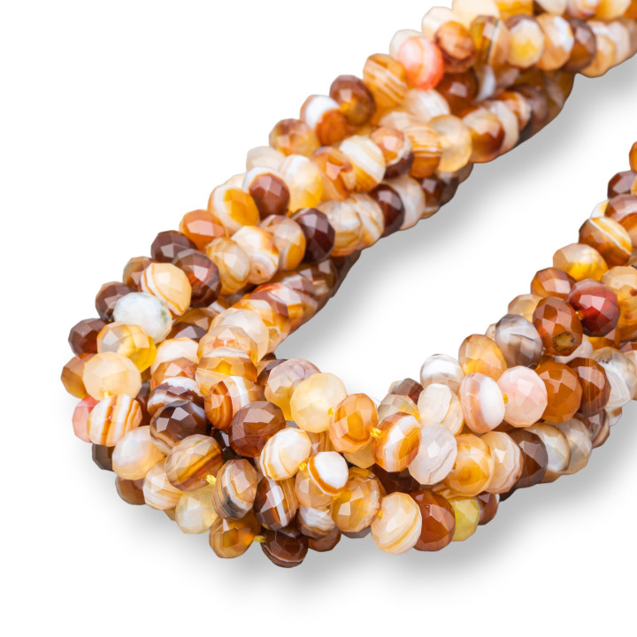 Agata Marrone Striata Rondelle Sfaccettate 8x5mm
