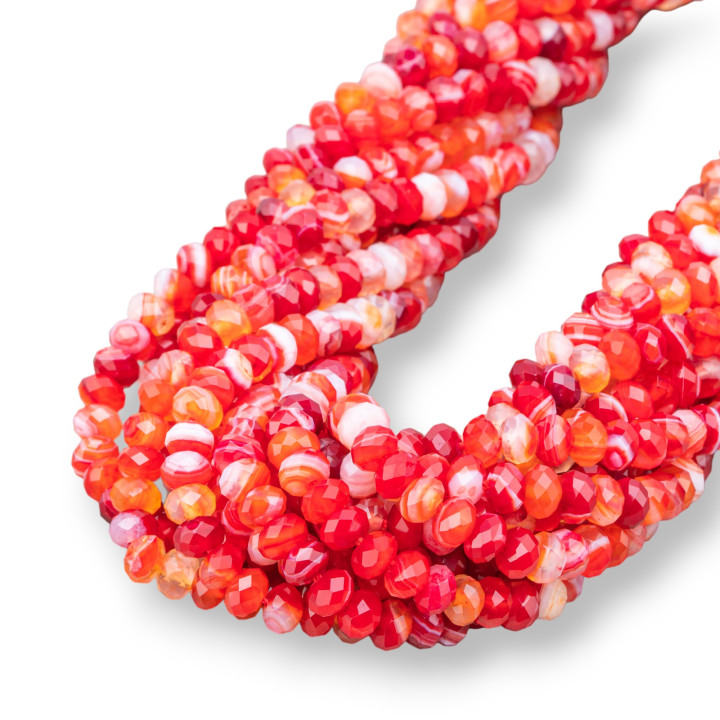 Gestreifte lila Achat facettierte Rondelle 6x4mm