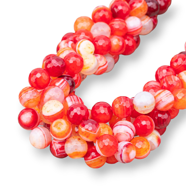 Agata Rossa Ruby Striata Perlina Tonda Sfaccettata 10mm