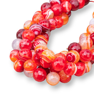 Agata Rossa Ruby Striata Perlina Tonda Sfaccettata 12mm