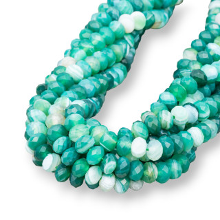 Ριγέ Πράσινο Αχάτη Faceted Rondelle 8x5mm