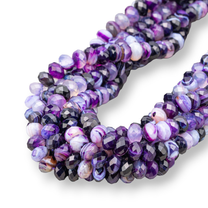 Gestreifte lila Achat facettierte Rondelle 8x5mm