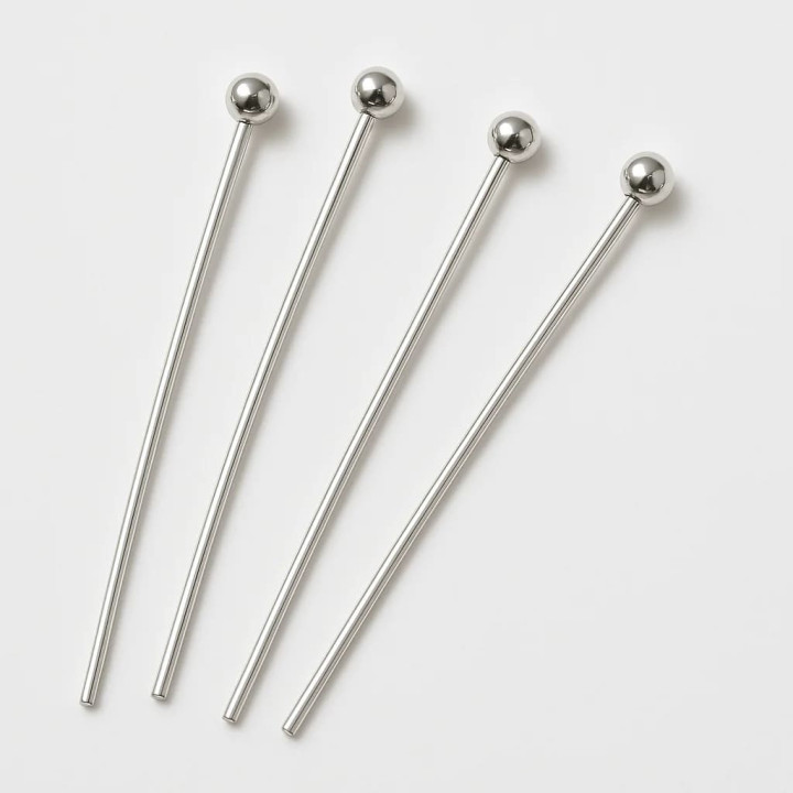 Nails Pins of 925 Silver 50mm Wire 0.50mm Rhodium Plated 5 Grams 40pcs Approx.