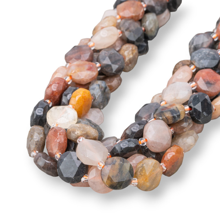 Moneda Plana Redondo Marrón Jaspe Facetado 12mm