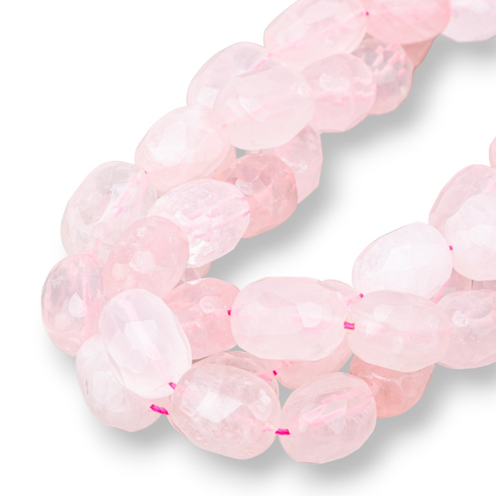 Rosenquarz facettierter Trommelstein 12-15-16-20mm