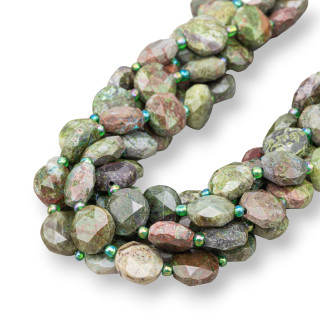 Unakitgrüne runde flache facettierte Münze 12mm