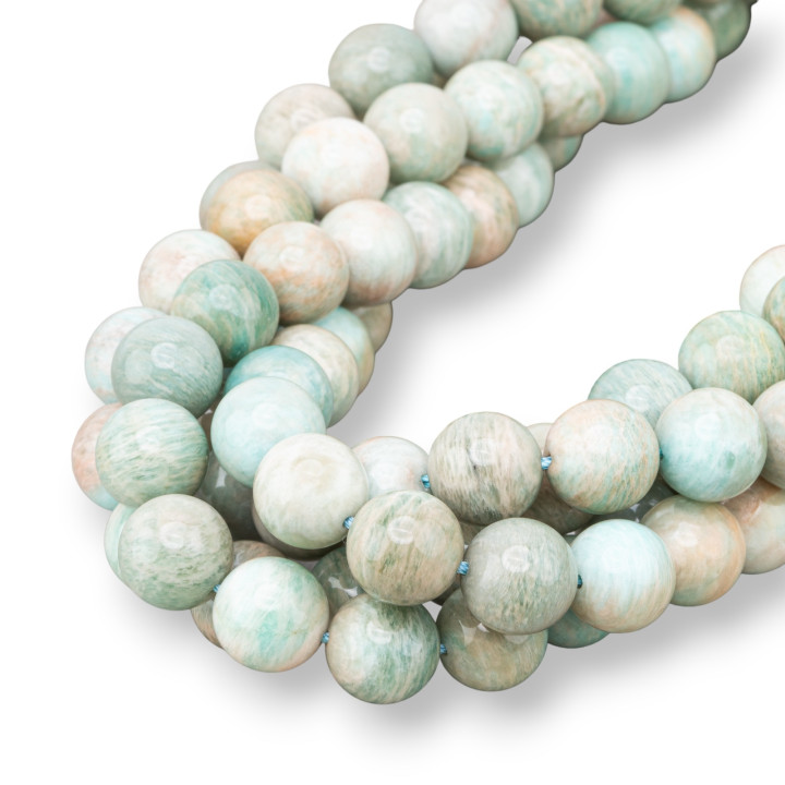 Amazonite De Madagascar Ronde Lisse 10mm Jaunâtre Clair