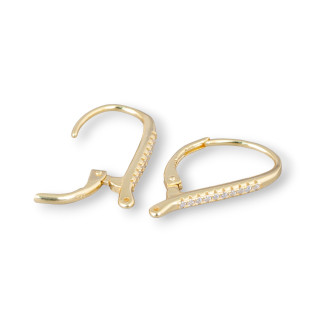 Basis für Ohrringe Silber 925 mit Zirkonia Haken geschlossen 2x13x21mm 3 Paar Golden