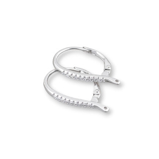 Base Pour Boucles D'Oreilles Argent 925 Avec Cubic Zirconia Crochet D'Oreille Fermé 2x13x21mm 3 Paires Plaqué Rhodium