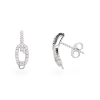 Base Pour Boucles D'Oreilles Argent 925 Avec Zircons Broche Chaîne 5x18mm 3 Paires Plaqué Rhodium