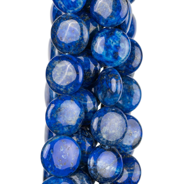 Bleu Lapis Lazuli Rugueux Rond Plat Lisse 14mm Clair