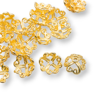 Coppette Di Argento 925 Traforate 8mm 5gr 28pz Circa Dorato