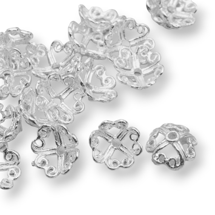 Perforated 925 Silver Cups 8mm 5gr 27pcs Approximately Rhodium Plated