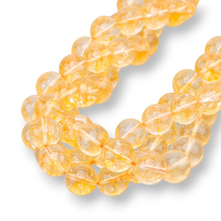 Quartz Citrine Ronde Lisse Premier Choix 12mm