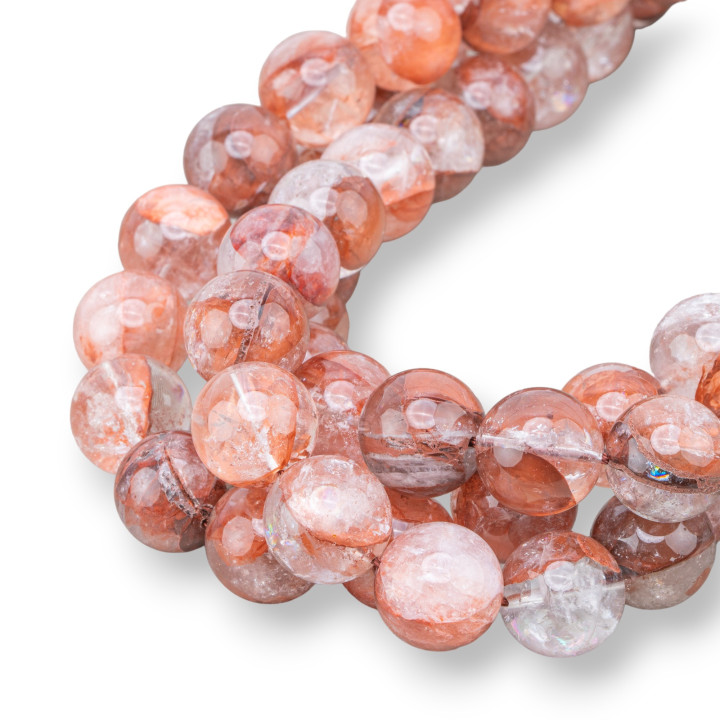 Quartz hématoïde foncé à dessus rond lisse 13 mm