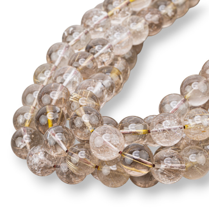 Smoky Rutilated Quartz Διαφανές Στρογγυλό Λείο 15mm