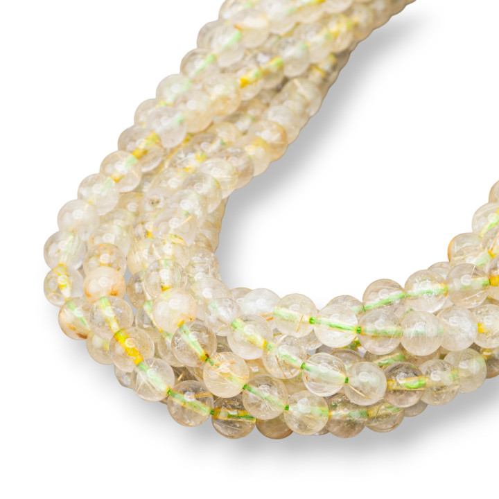 Cuarzo Rutilado Amarillo Limón Redondo Liso 07mm