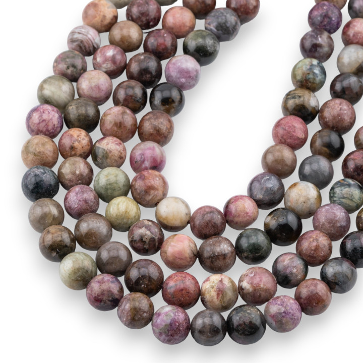 Tourmaline Multicolore Brute Ronde Lisse 10mm
