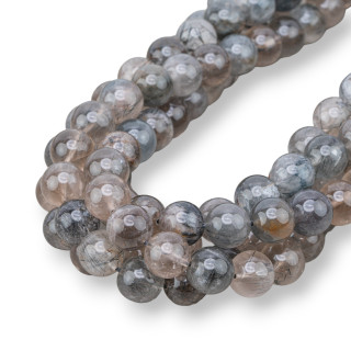 Rough Light Black Rutilated Quartz Round Smooth 10mm