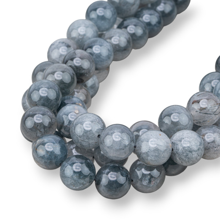 Cuarzo Rutilado Negro Oscuro Redondo Liso 18mm