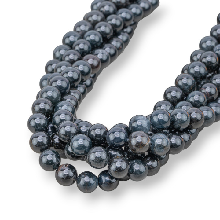 Quarzo Rutilato Nero Scuro Top Tondo Liscio  8mm