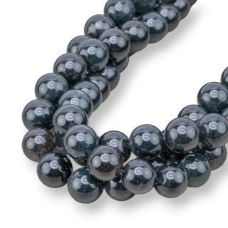 Quarzo Rutilato Nero Scuro Top Tondo Liscio 14mm