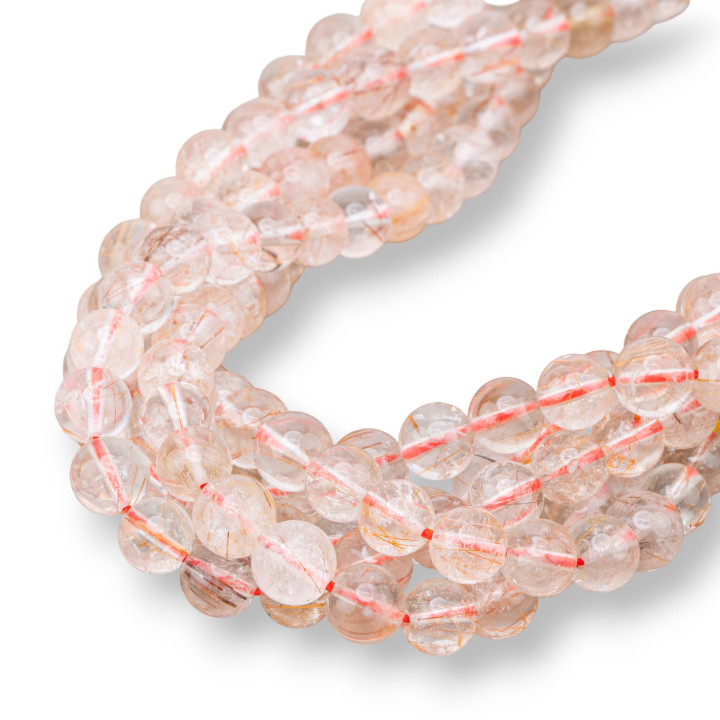 Quartz Rutile Rouge Transparent Rond Lisse 10mm