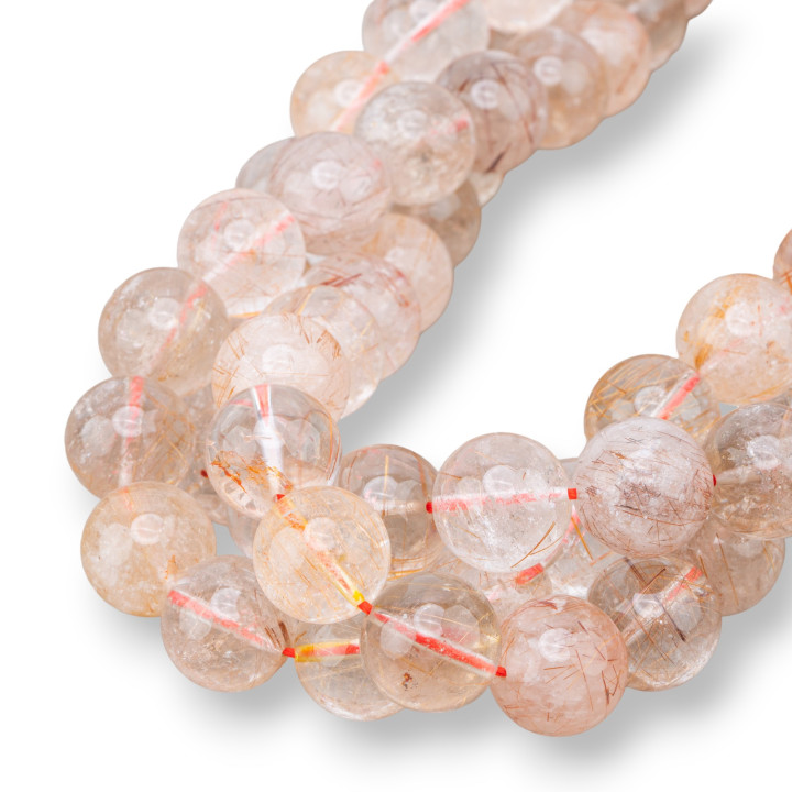 Quarzo Rutilato Rosso Trasparente Tondo Liscio 12mm