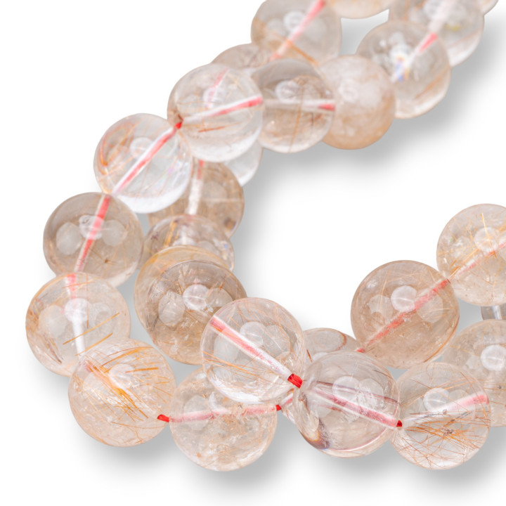 Διαφανές Κόκκινο Rutilated Quartz Στρογγυλό Λείο 18mm