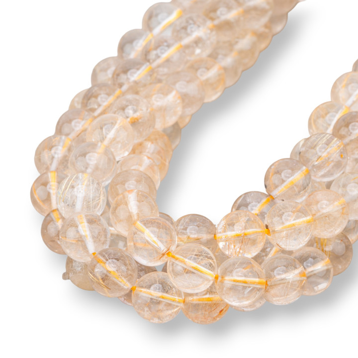 Quartz Rutile Transparent Rond Lisse 13mm