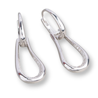 Pendientes De Botón Cerrados De Plata 925 Con Circonitas 12x35mm 1 Par Baño De Rodio