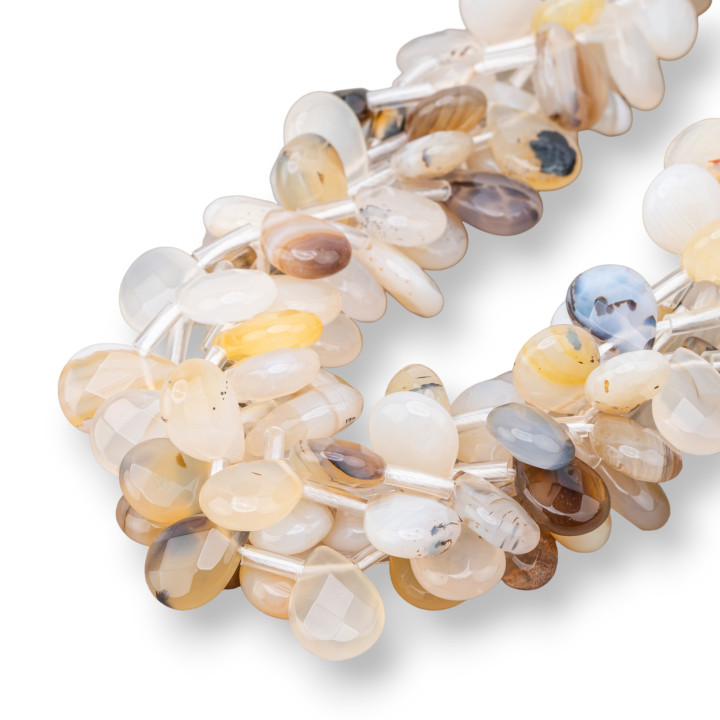 Oceanic Agate Drops Briolette Facettierte Platte 14x10mm