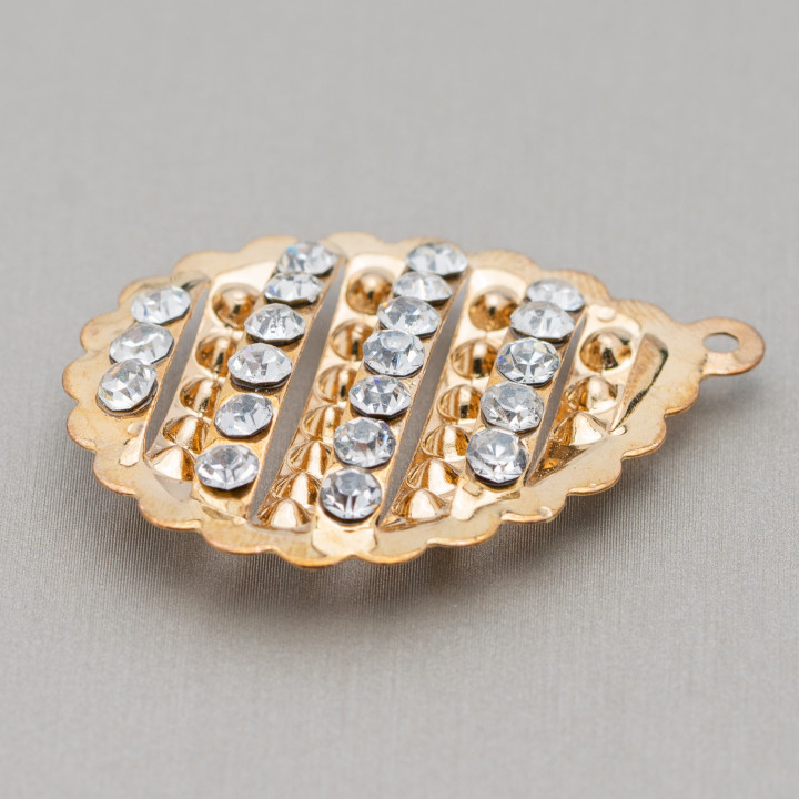 Malla Latón Con Strass Gota 30x40mm 16pz Golden Light
