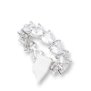 925er Silberring mit weiß rhodiniertem Herz Zirkonia 6mm Größe 6