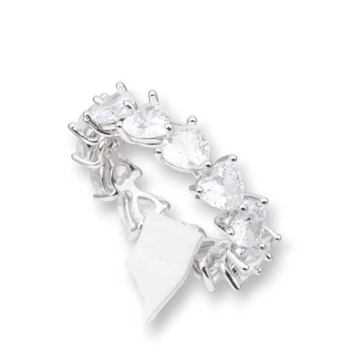 Bague en argent 925 avec zircone coeur plaqué rhodium blanc 6 mm taille 6