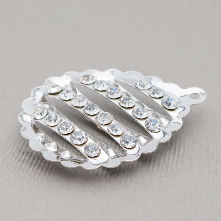 Maille Laiton Avec Strass Goutte 30x40mm 16pz Rhodium