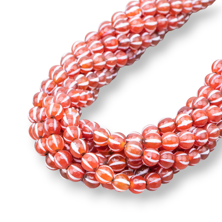 Agata Tibetana Tondo Liscio  6mm Rosso Melone