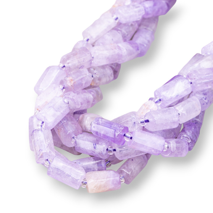 Amethyst Lavender Irregular Stone Cylinder 6-8x9-12mm Intense