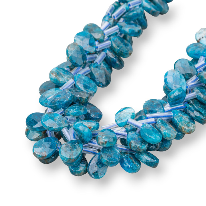 Apatite Gouttes Briolette Plate Facette 12x8mm