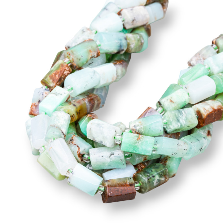 Cylindre de Pierre Irrégulière Chrysoprase Brute 6-8x9-12mm Clair