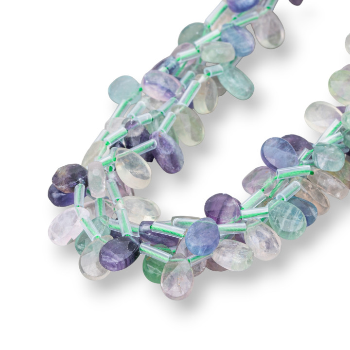 Gouttes de Fluorite Briolette Plate Facette 12x8mm