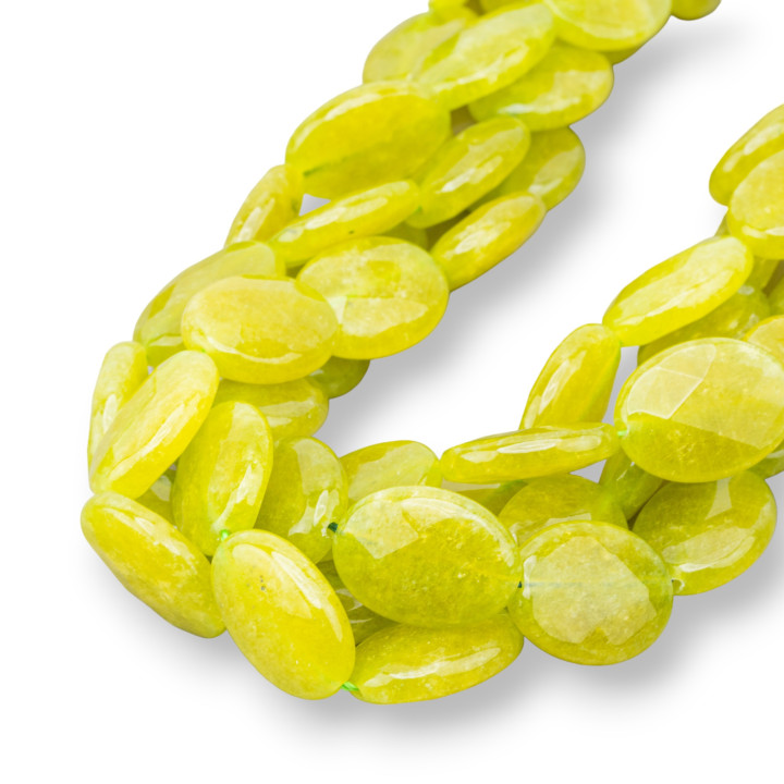 Jade, Peridot, oval, flach, facettiert, 15 x 20 mm, Säure