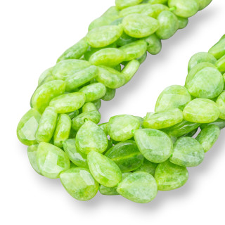 Jade Péridot Gouttes Plates Facettes 12x16mm Clair