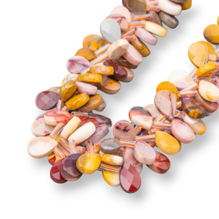 Mokaite Drops Briolette Plat Facette 12x8mm