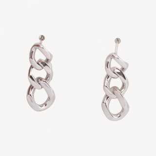 Aretes De Plata 925 Con Colgante De Cadena 10x25mm 1 Par Chapado En Rodio