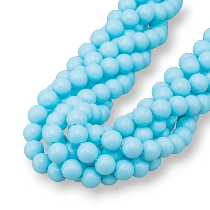 Turquoise Pâte 4 Fleurs Ronde Lisse 10mm